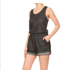 Callie stretch denim romper